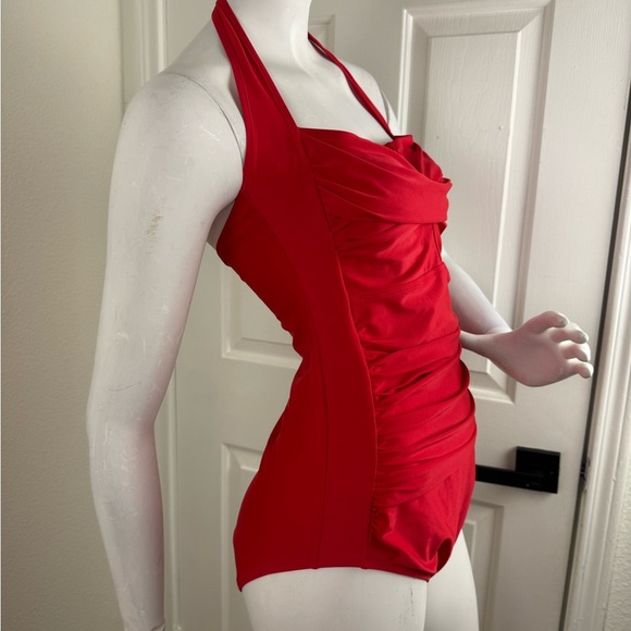 Smismivo Women's Size M Halter Slimming VintageRetroRuched Pushup 1pc Swimsuit. - Picture 7 of 11